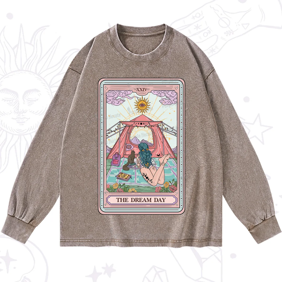 Purplehecate The Camp Lover Tarot Washed Long Sleeve Shirt