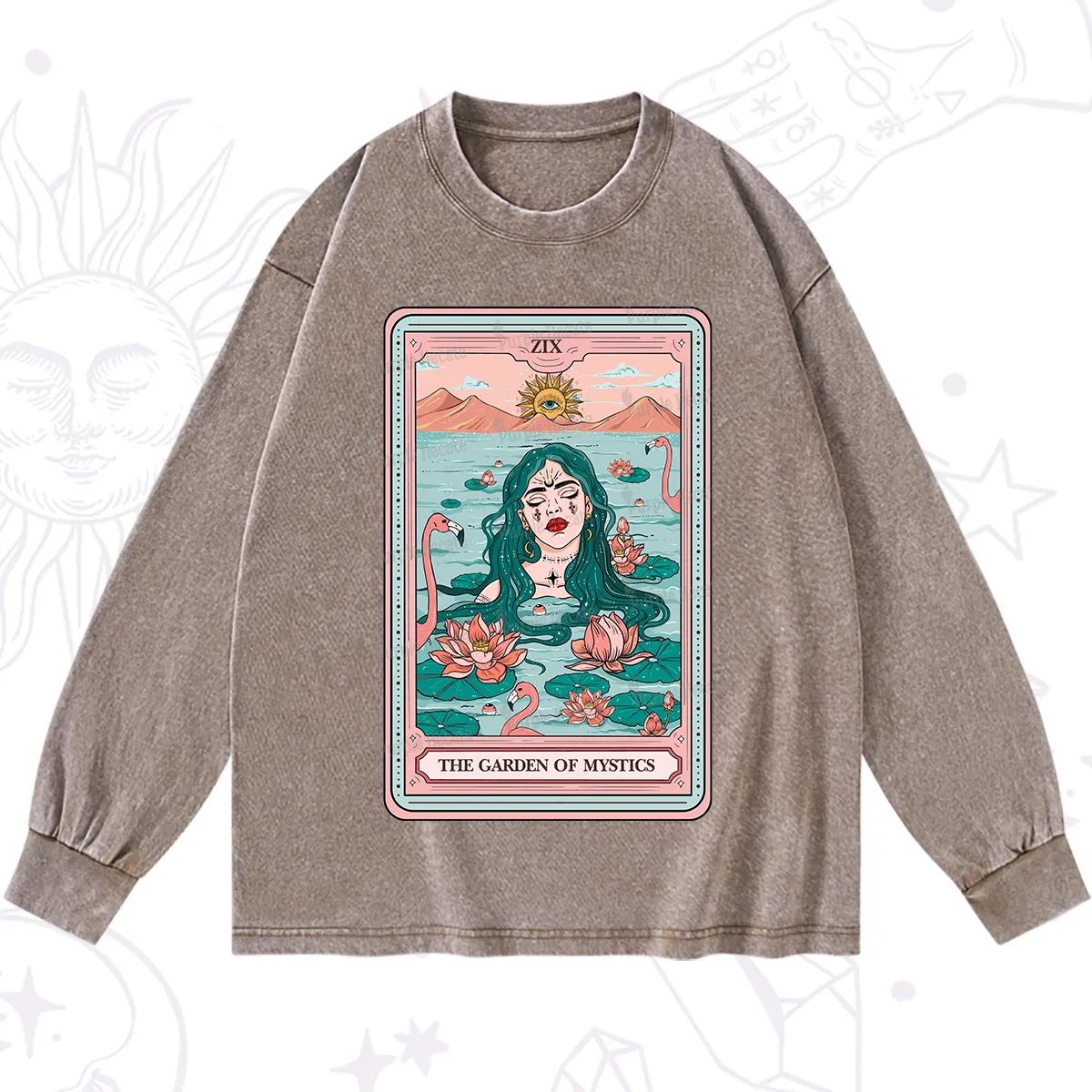 Purplehecate The Garden Of Mystics Tarot Washed Long Sleeve Shirt