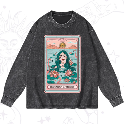 Purplehecate The Garden Of Mystics Tarot Washed Long Sleeve Shirt