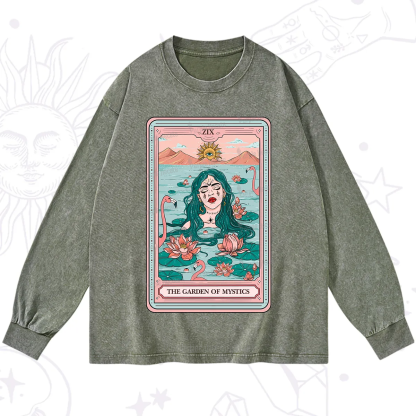 Purplehecate The Garden Of Mystics Tarot Washed Long Sleeve Shirt