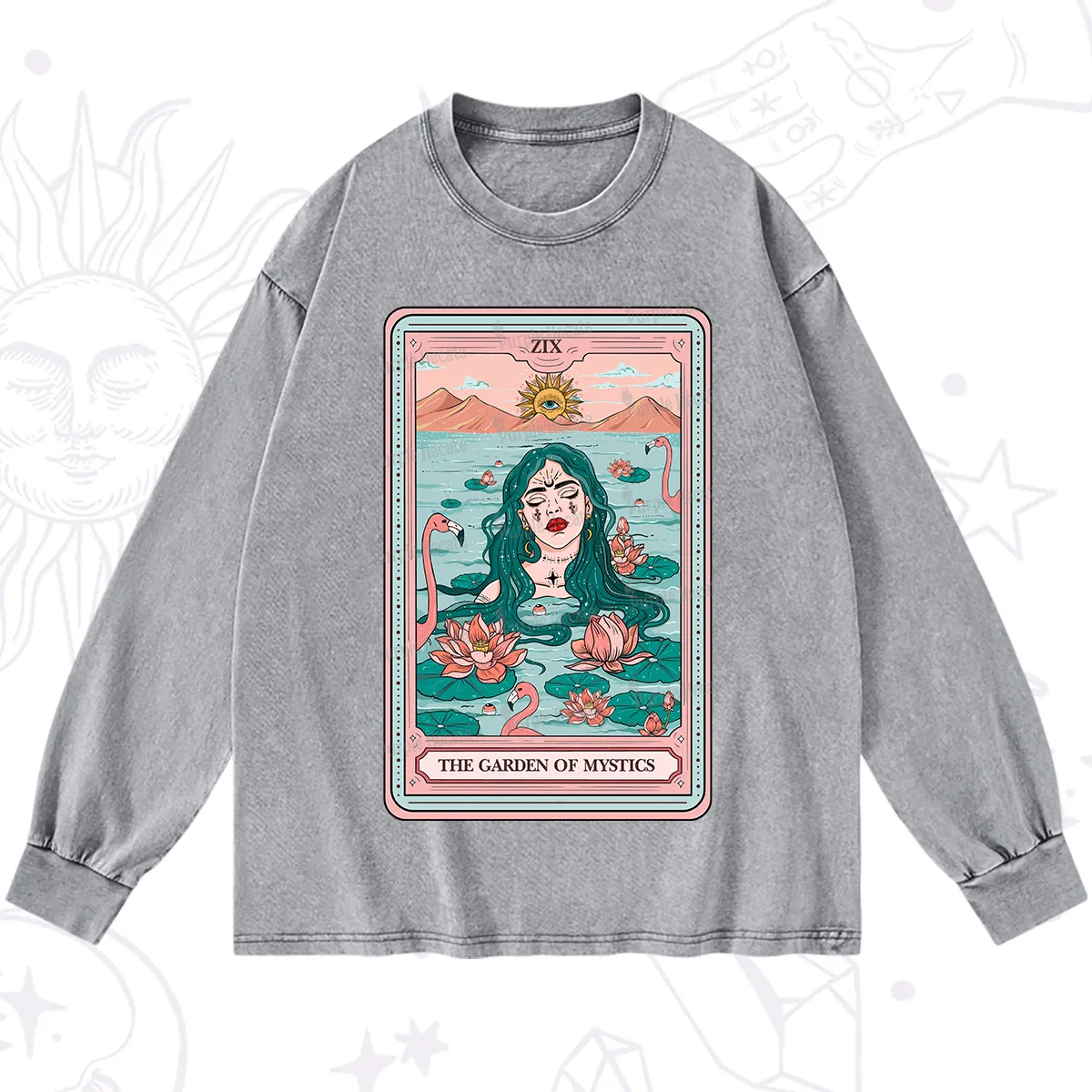 Purplehecate The Garden Of Mystics Tarot Washed Long Sleeve Shirt