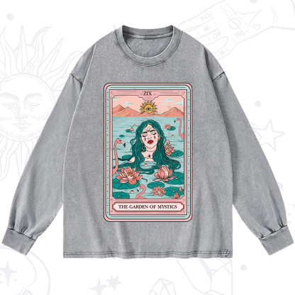 Purplehecate The Garden Of Mystics Tarot Washed Long Sleeve Shirt