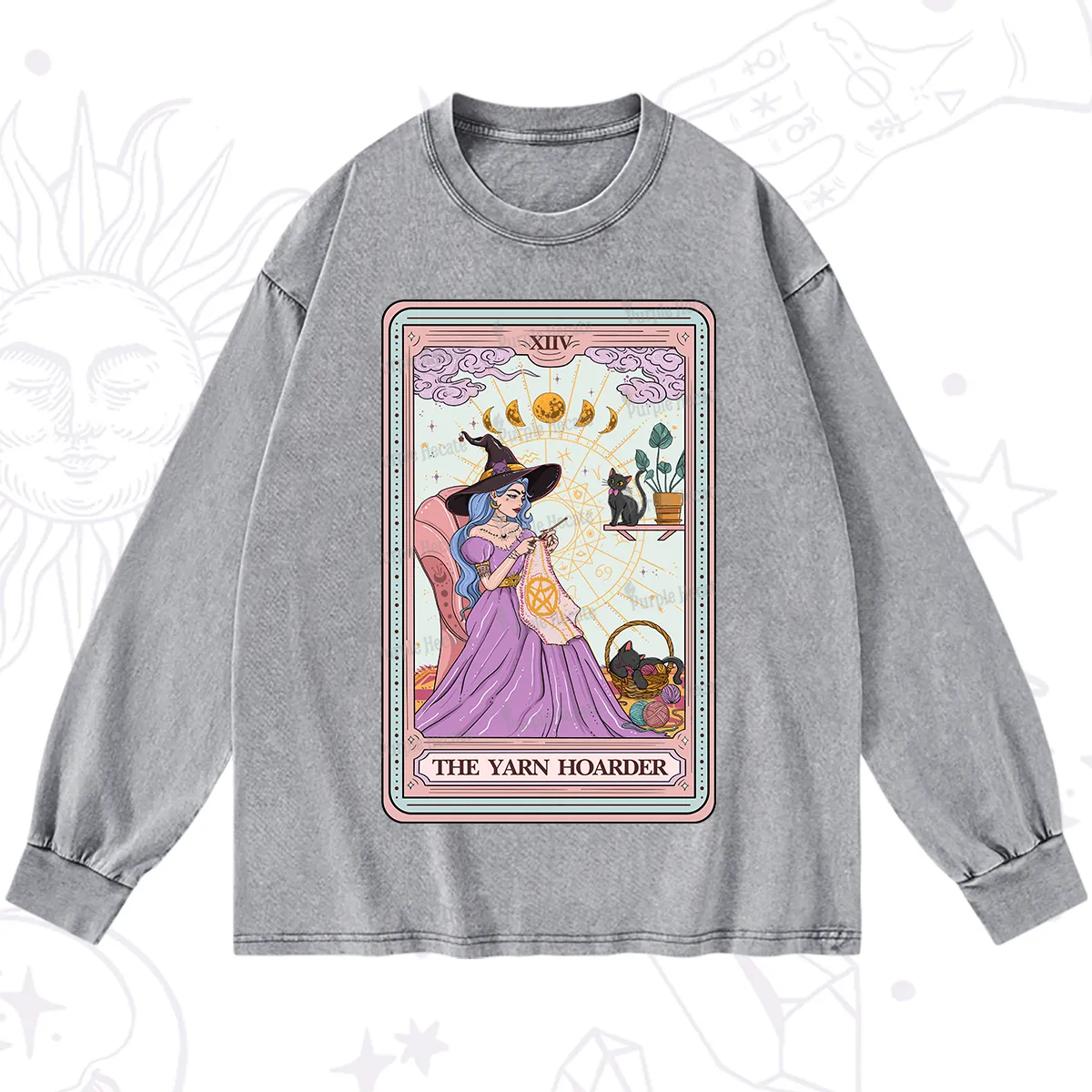 Purplehecate The Yarn Hoarder Tarot Washed Long Sleeve Shirt