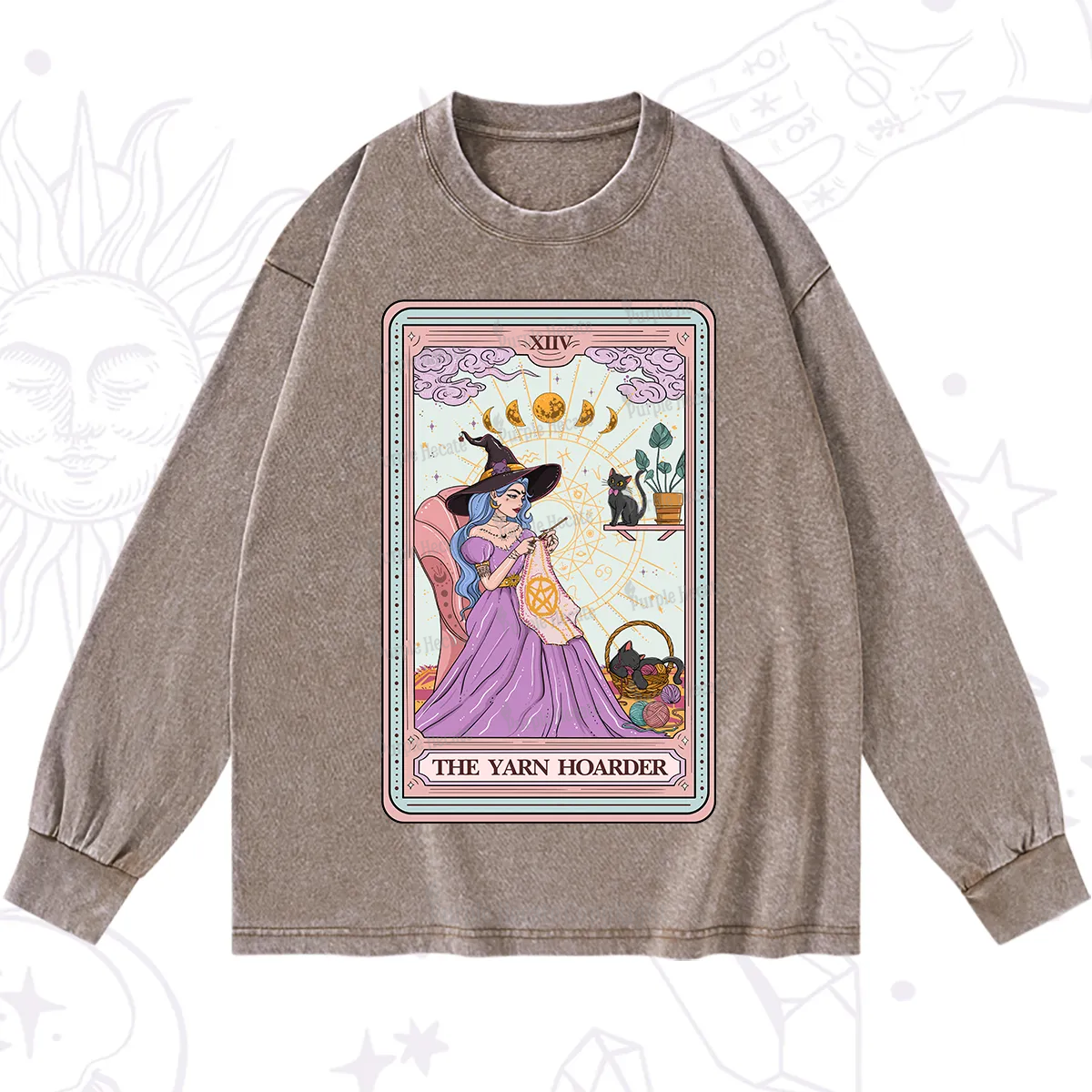 Purplehecate The Yarn Hoarder Tarot Washed Long Sleeve Shirt