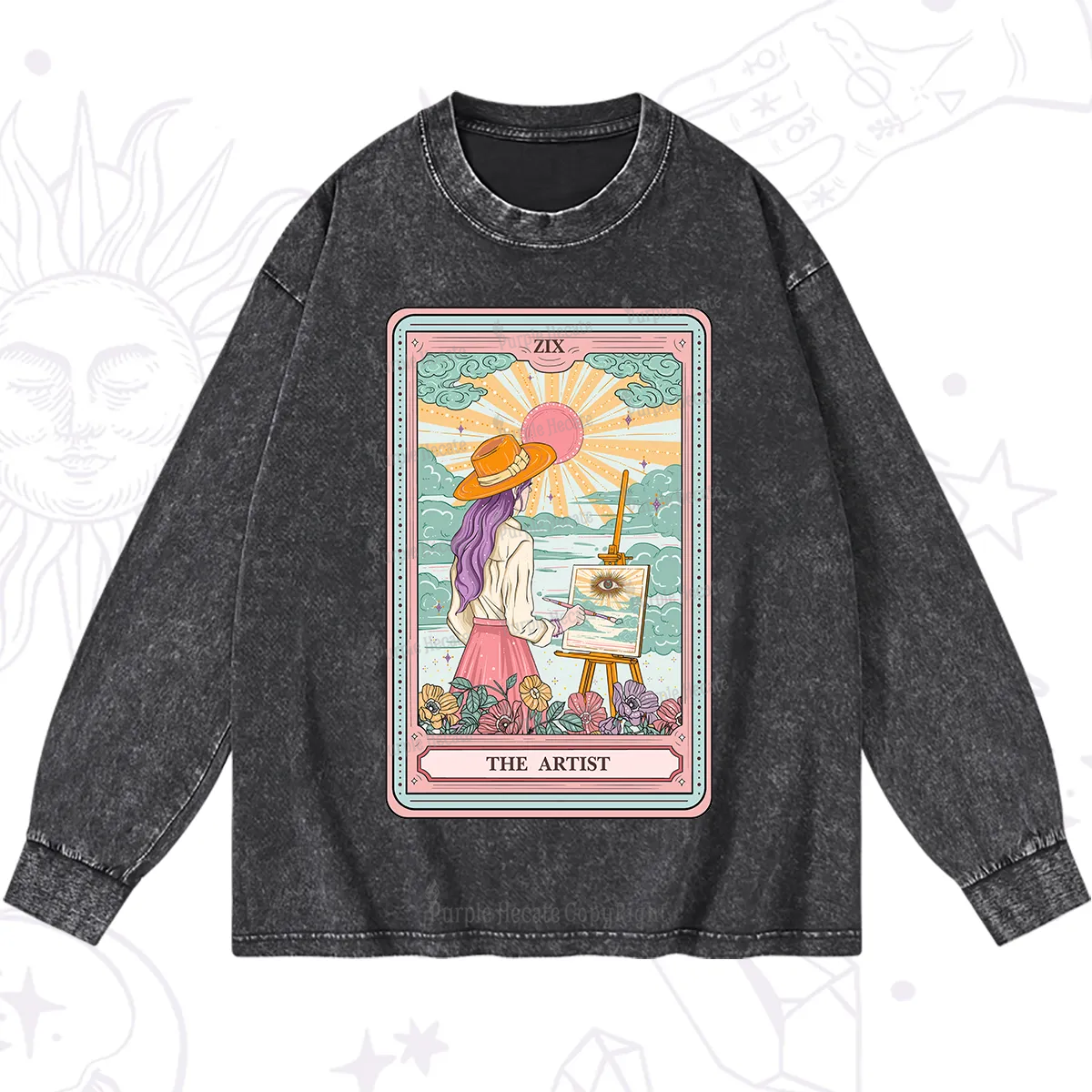 Purplehecate The Artist Tarot Washed Long Sleeve Shirt