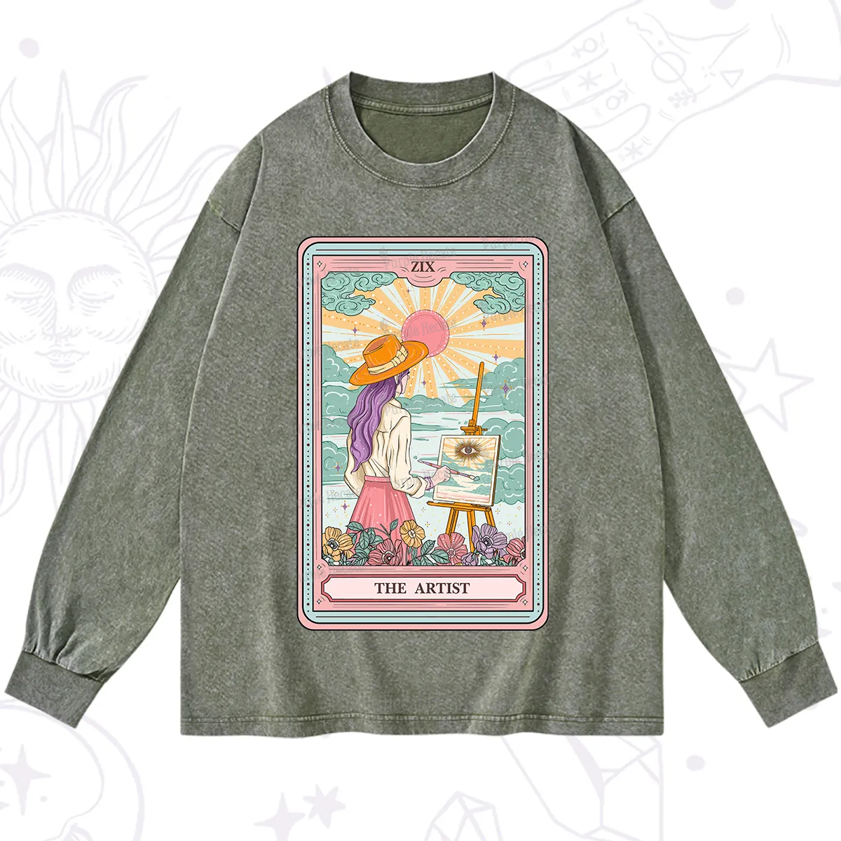 Purplehecate The Artist Tarot Washed Long Sleeve Shirt