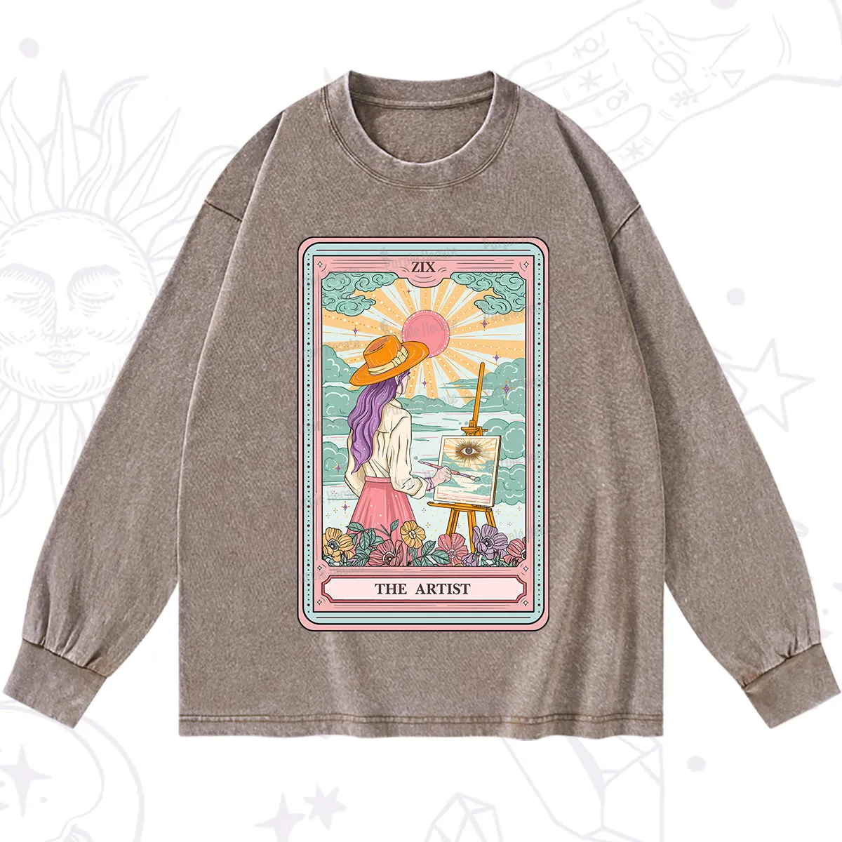 Purplehecate The Artist Tarot Washed Long Sleeve Shirt