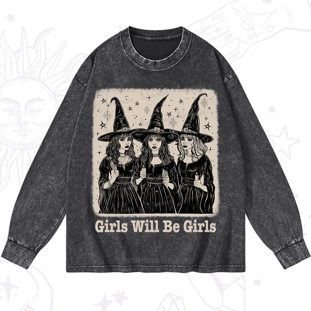 Purplehecate Girls Will Be Girls Washed Long Sleeve Shirt