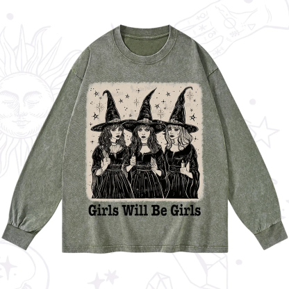 Purplehecate Girls Will Be Girls Washed Long Sleeve Shirt