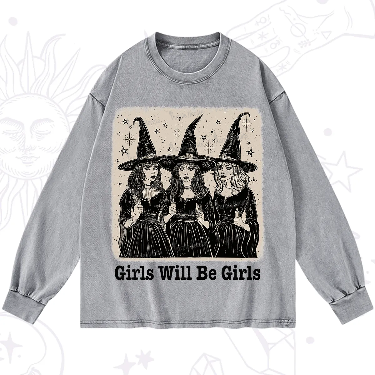 Purplehecate Girls Will Be Girls Washed Long Sleeve Shirt