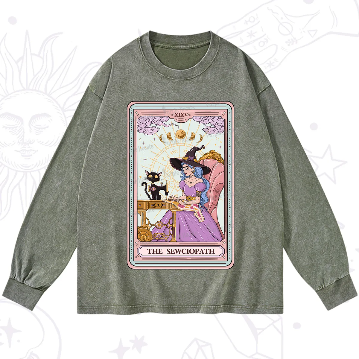 Purplehecate The Sewciopath Tarot Washed Long Sleeve Shirt