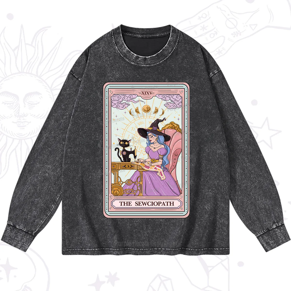 Purplehecate The Sewciopath Tarot Washed Long Sleeve Shirt
