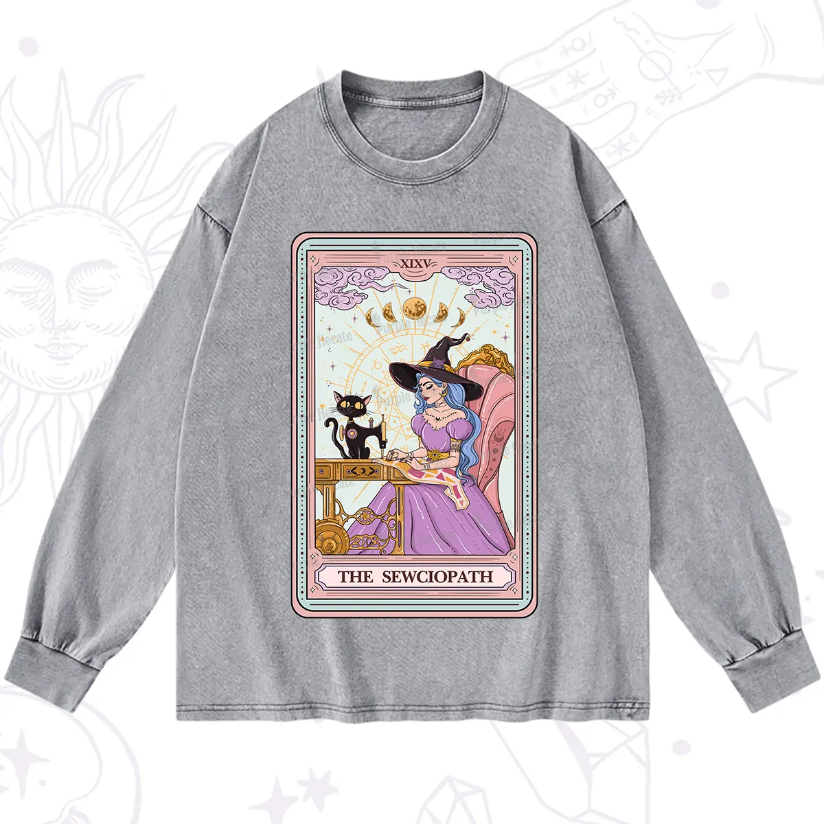 Purplehecate The Sewciopath Tarot Washed Long Sleeve Shirt