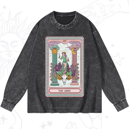Purplehecate The Aries Goddess Tarot Washed Long Sleeve Shirt