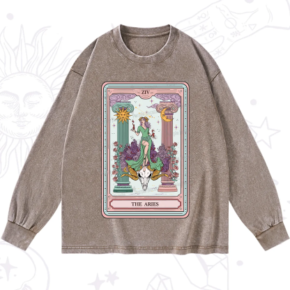 Purplehecate The Aries Goddess Tarot Washed Long Sleeve Shirt