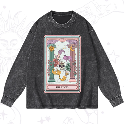 Purplehecate The Pisces Goddess Tarot Washed Long Sleeve Shirt
