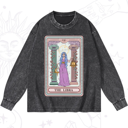 Purplehecate The Libra Goddess Tarot Washed Long Sleeve Shirt