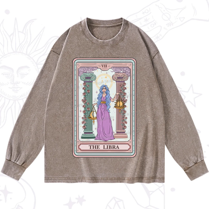 Purplehecate The Libra Goddess Tarot Washed Long Sleeve Shirt