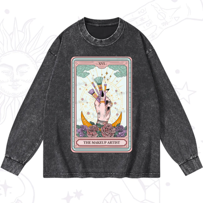Purplehecate The Makeup Artist Life Tarot Washed Long Sleeve Shirt