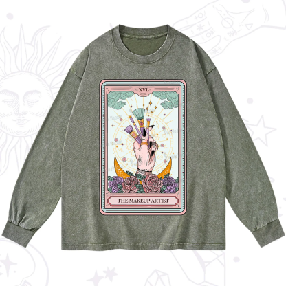 Purplehecate The Makeup Artist Life Tarot Washed Long Sleeve Shirt