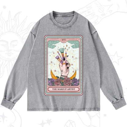 Purplehecate The Makeup Artist Life Tarot Washed Long Sleeve Shirt