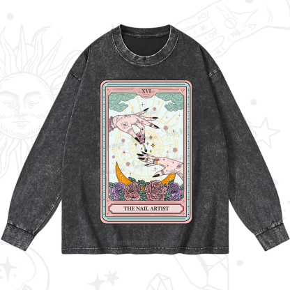 Purplehecate The Nail Artist Tarot Washed Long Sleeve Shirt