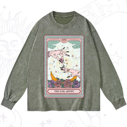 Purplehecate The Nail Artist Tarot Washed Long Sleeve Shirt