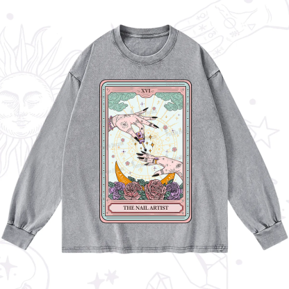 Purplehecate The Nail Artist Tarot Washed Long Sleeve Shirt