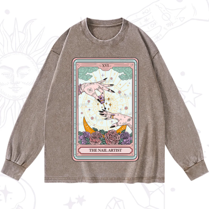Purplehecate The Nail Artist Tarot Washed Long Sleeve Shirt