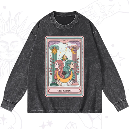 Purplehecate The Gemini Goddess Tarot Washed Long Sleeve Shirt