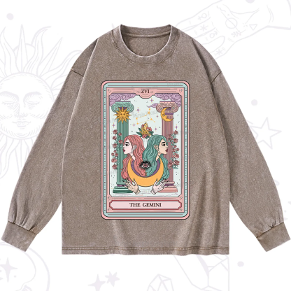 Purplehecate The Gemini Goddess Tarot Washed Long Sleeve Shirt