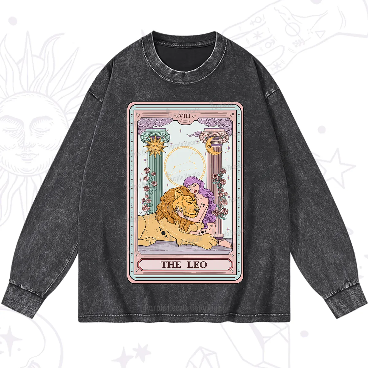 Purplehecate The Leo Goddess Tarot Washed Long Sleeve Shirt