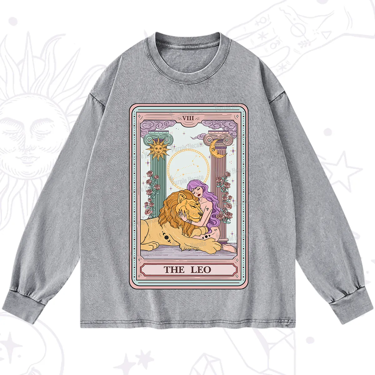 Purplehecate The Leo Goddess Tarot Washed Long Sleeve Shirt