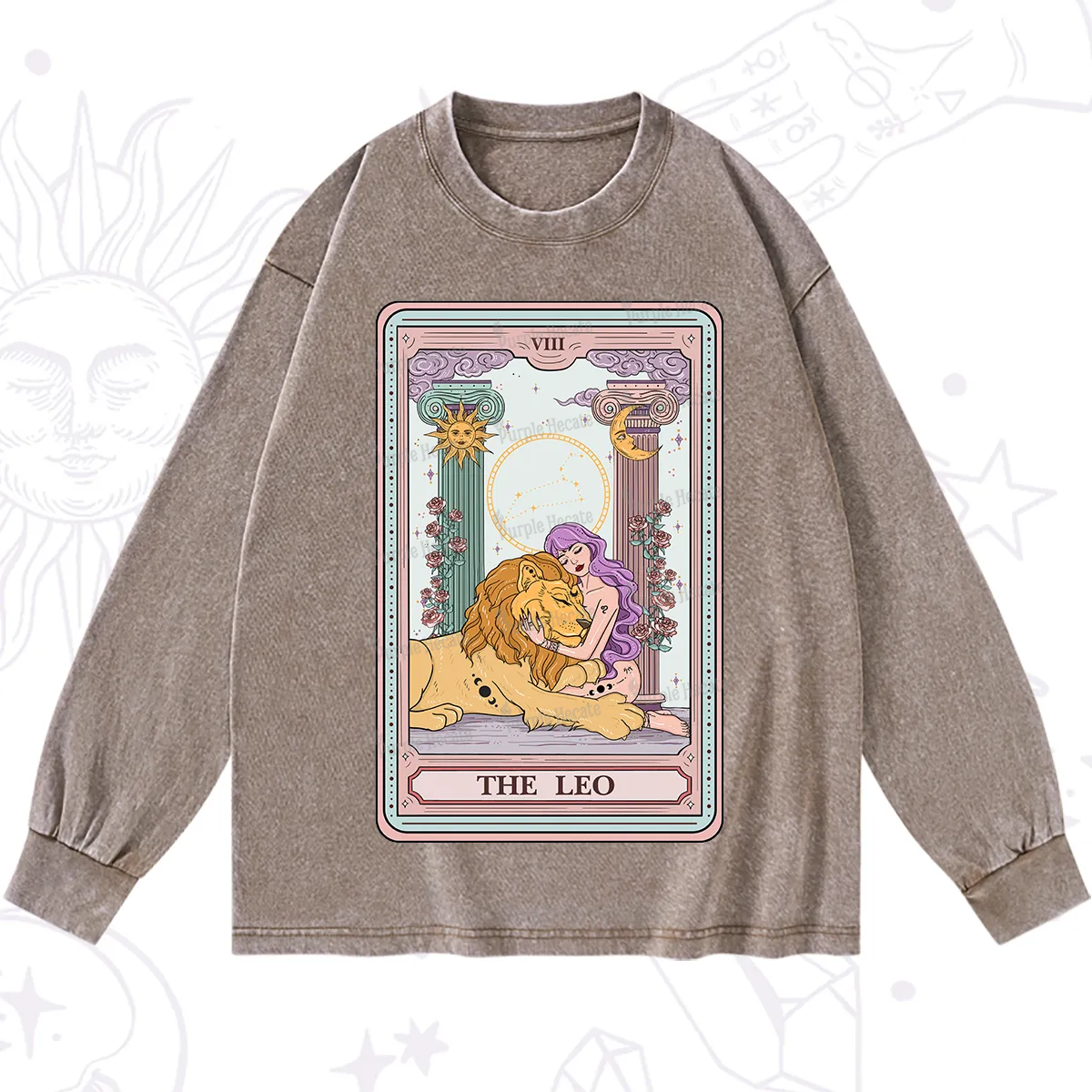 Purplehecate The Leo Goddess Tarot Washed Long Sleeve Shirt