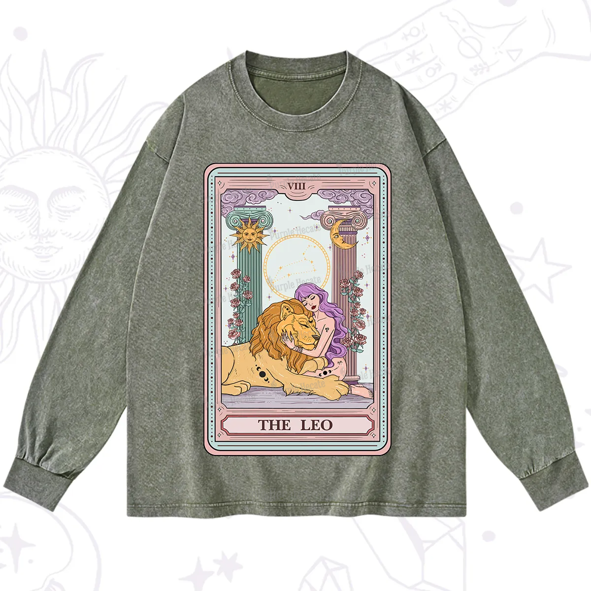 Purplehecate The Leo Goddess Tarot Washed Long Sleeve Shirt