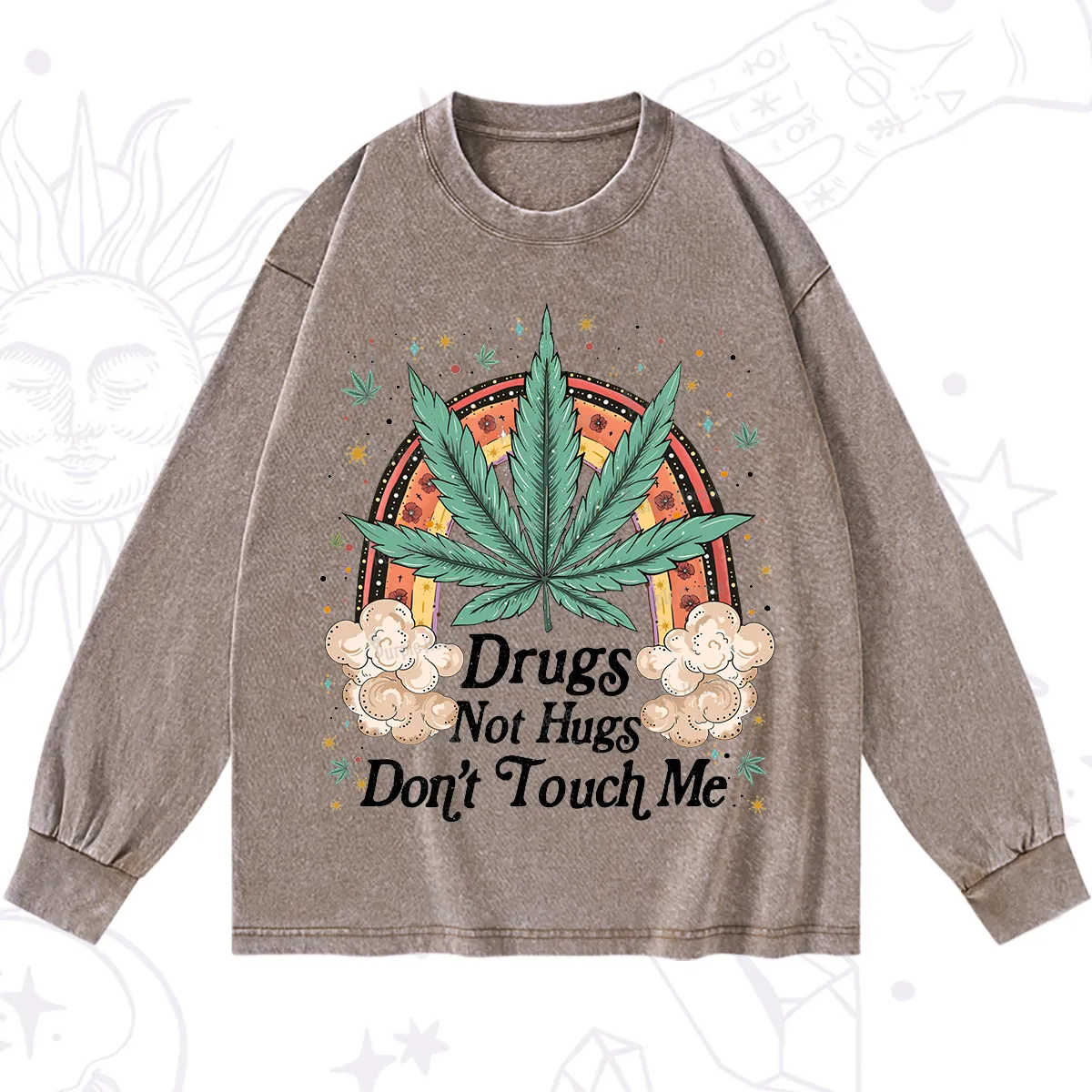 Purplehecate Drugs Not Hugs Washed Long Sleeve Shirt