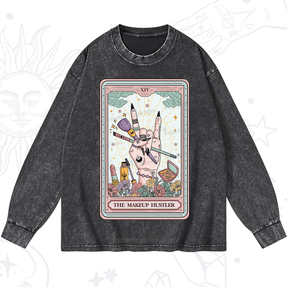 Purplehecate The Makeup Hustler Tarot Washed Long Sleeve Shirt