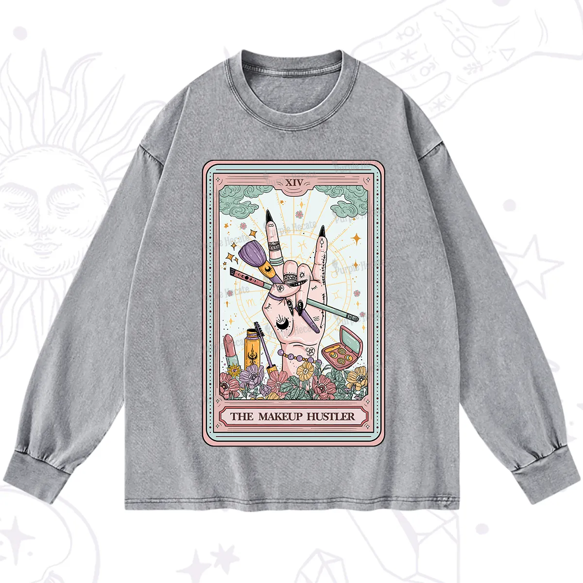 Purplehecate The Makeup Hustler Tarot Washed Long Sleeve Shirt