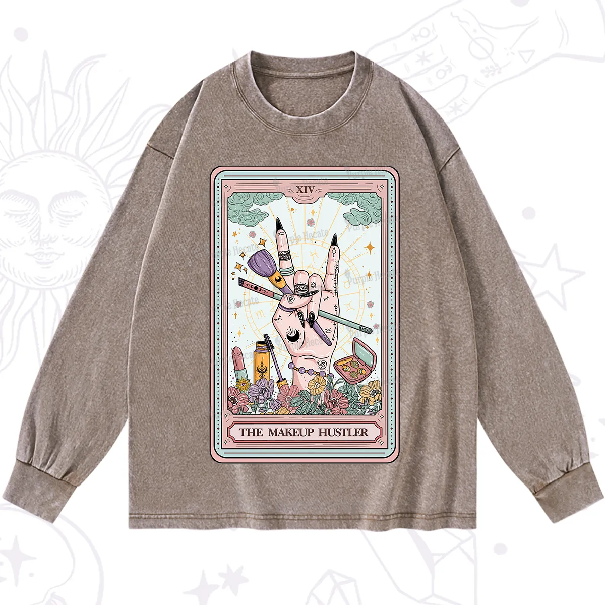 Purplehecate The Makeup Hustler Tarot Washed Long Sleeve Shirt