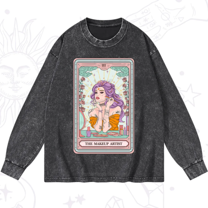 Purplehecate The Makeup Artist Tarot Washed Long Sleeve Shirt