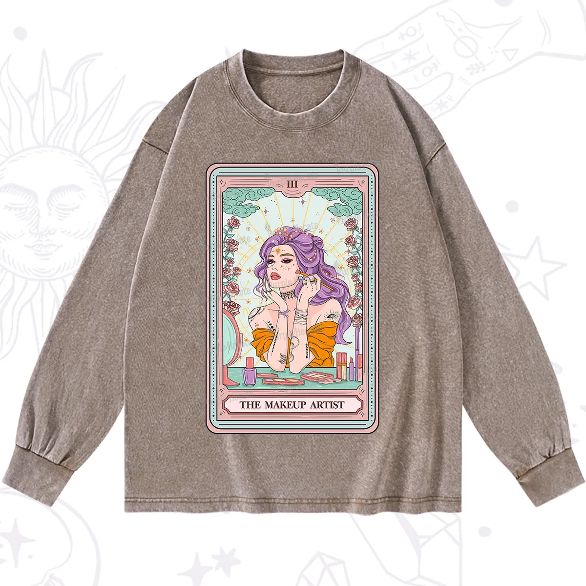 Purplehecate The Makeup Artist Tarot Washed Long Sleeve Shirt