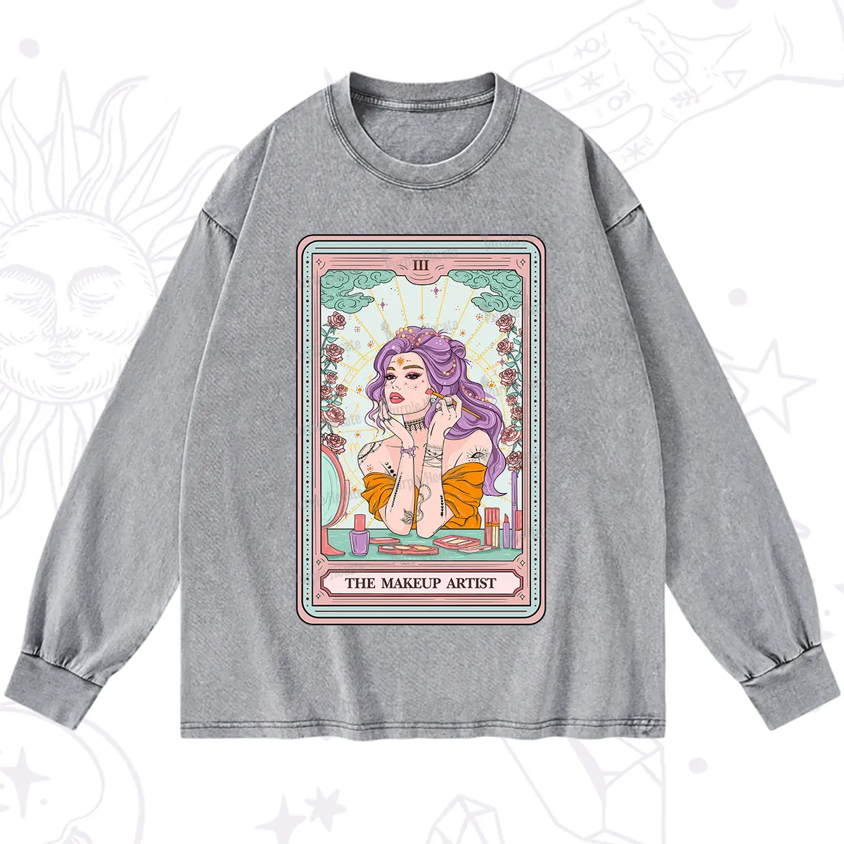 Purplehecate The Makeup Artist Tarot Washed Long Sleeve Shirt