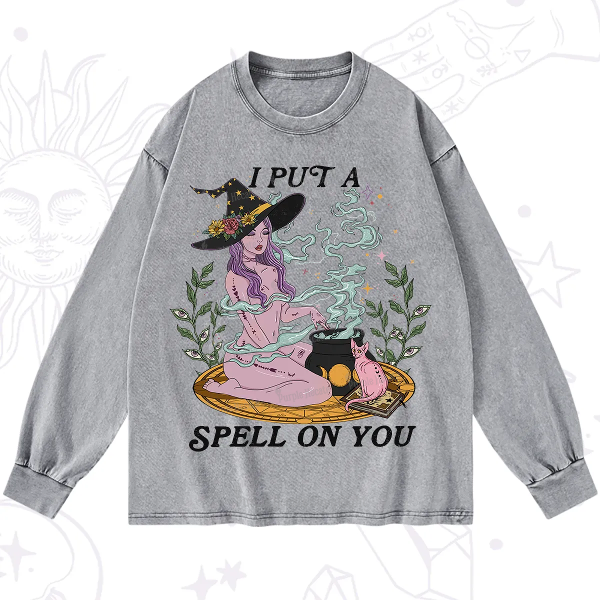 Purplehecate I Put A Spell On You Washed Long Sleeve Shirt
