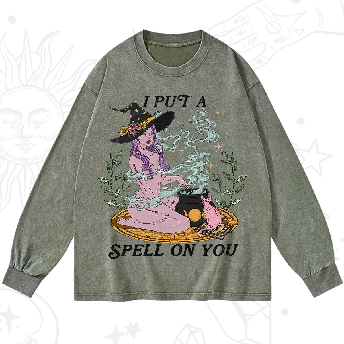 Purplehecate I Put A Spell On You Washed Long Sleeve Shirt