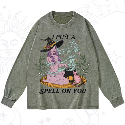 Purplehecate I Put A Spell On You Washed Long Sleeve Shirt
