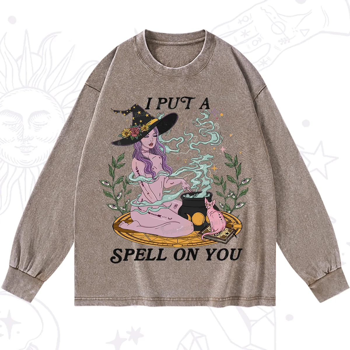 Purplehecate I Put A Spell On You Washed Long Sleeve Shirt