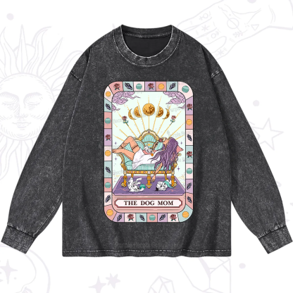 Purplehecate The Chill Dog Mom Washed Long Sleeve Shirt