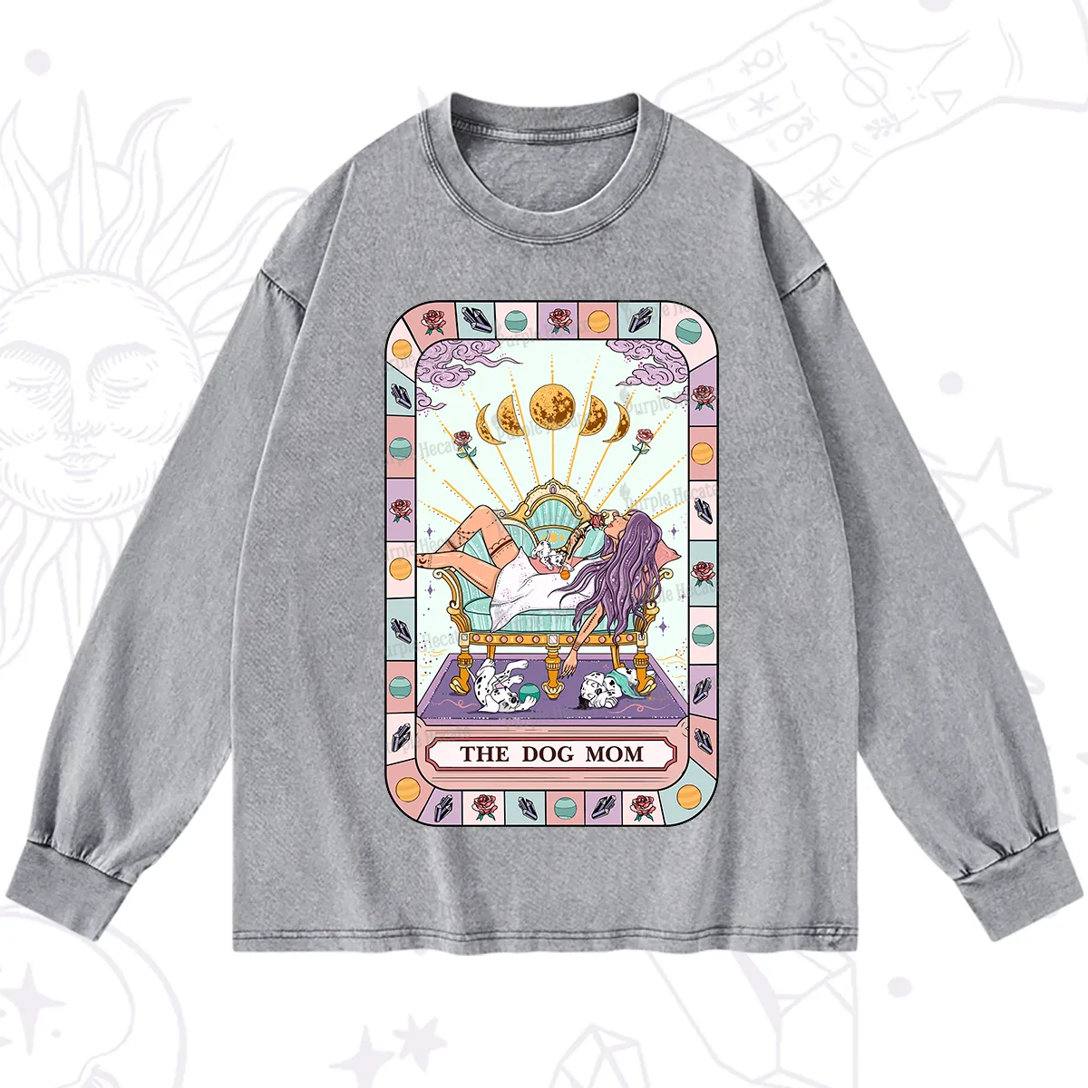 Purplehecate The Chill Dog Mom Washed Long Sleeve Shirt