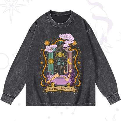 Purplehecate The High Priestess Goddess Washed Long Sleeve Shirt
