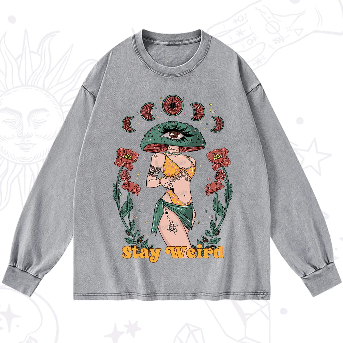Purplehecate Stay Weird Washed Long Sleeve Shirt